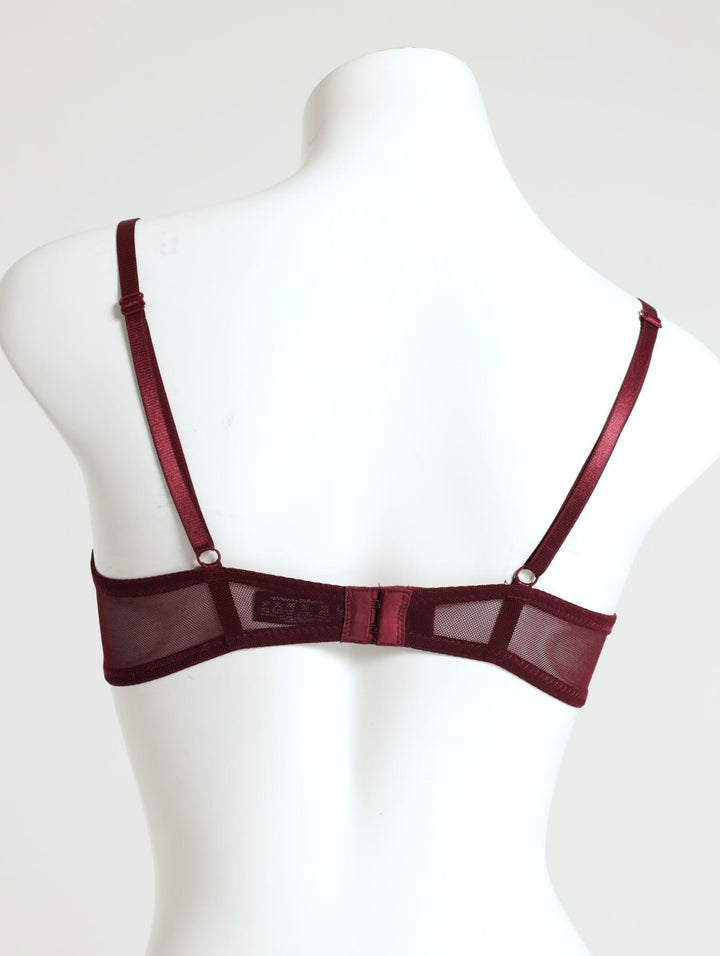 Single Embroidered Bra - Burgundy