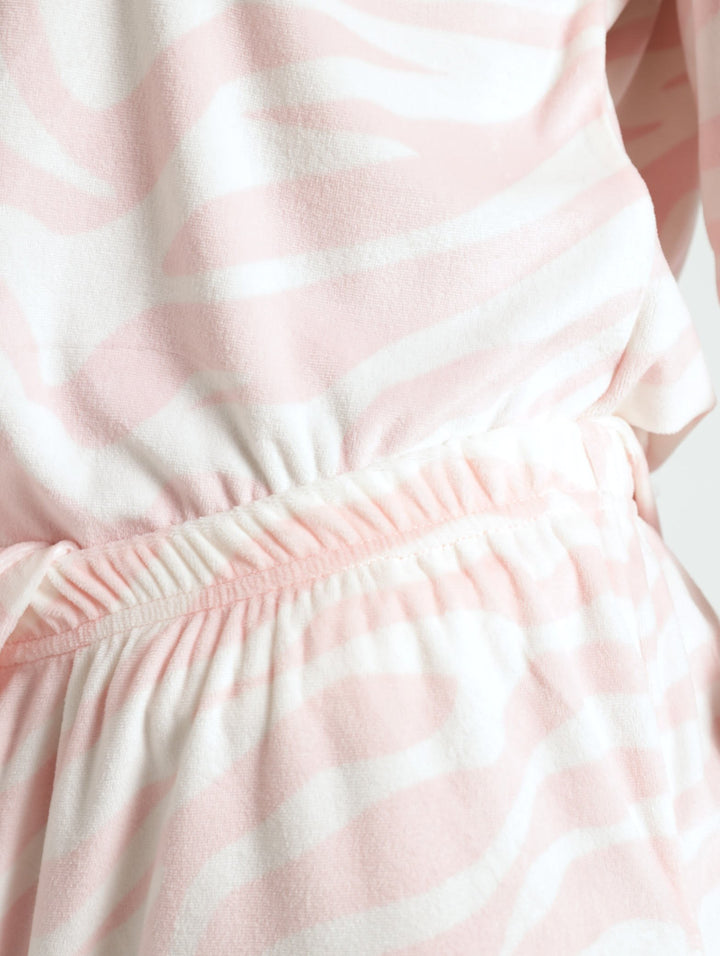 Long Sleeve Micro Zebra Print Sleepwear Set - Pink