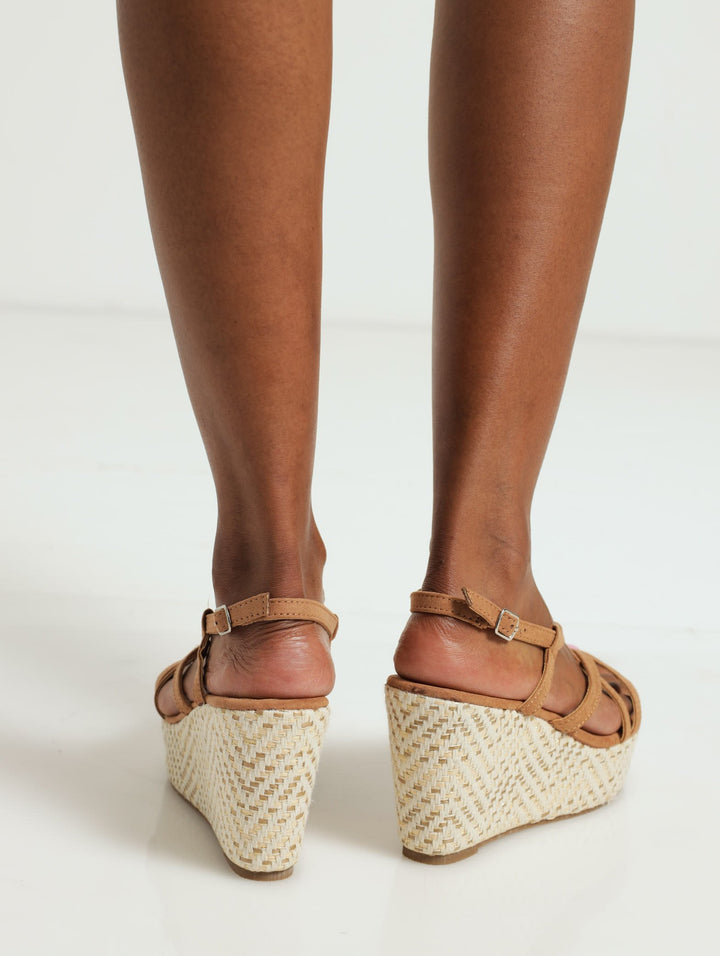 Pattern Strappy Wedge Heel - Natural