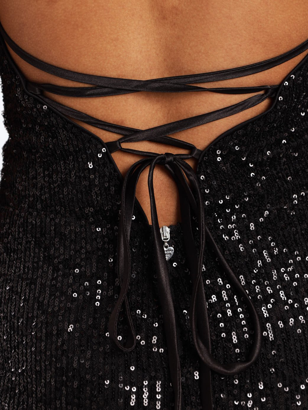 Ladies Maxi Multi-Strap Sequin Dress - Black