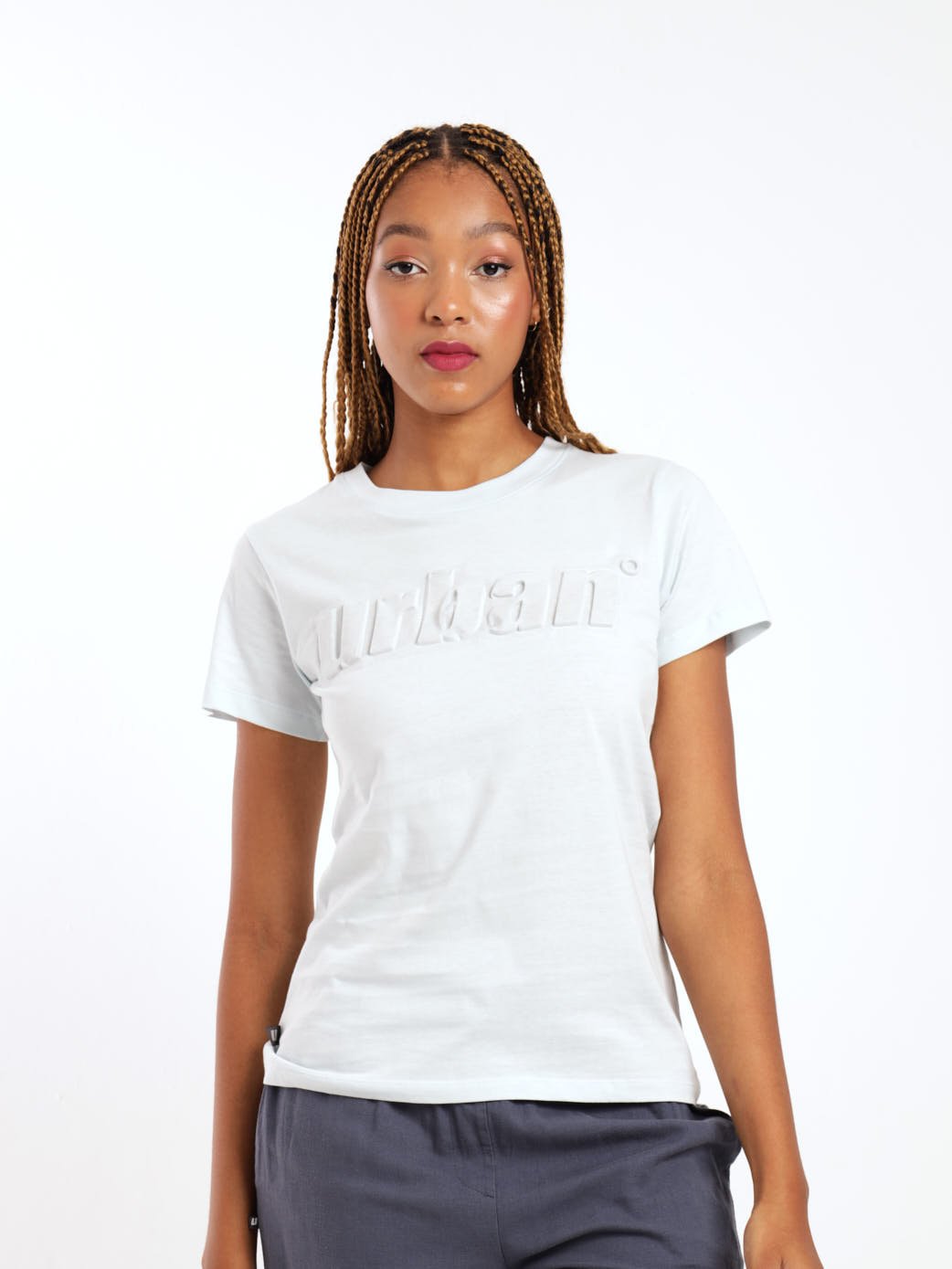 Ladies Bio Polished Embossed Tee - Light Blue