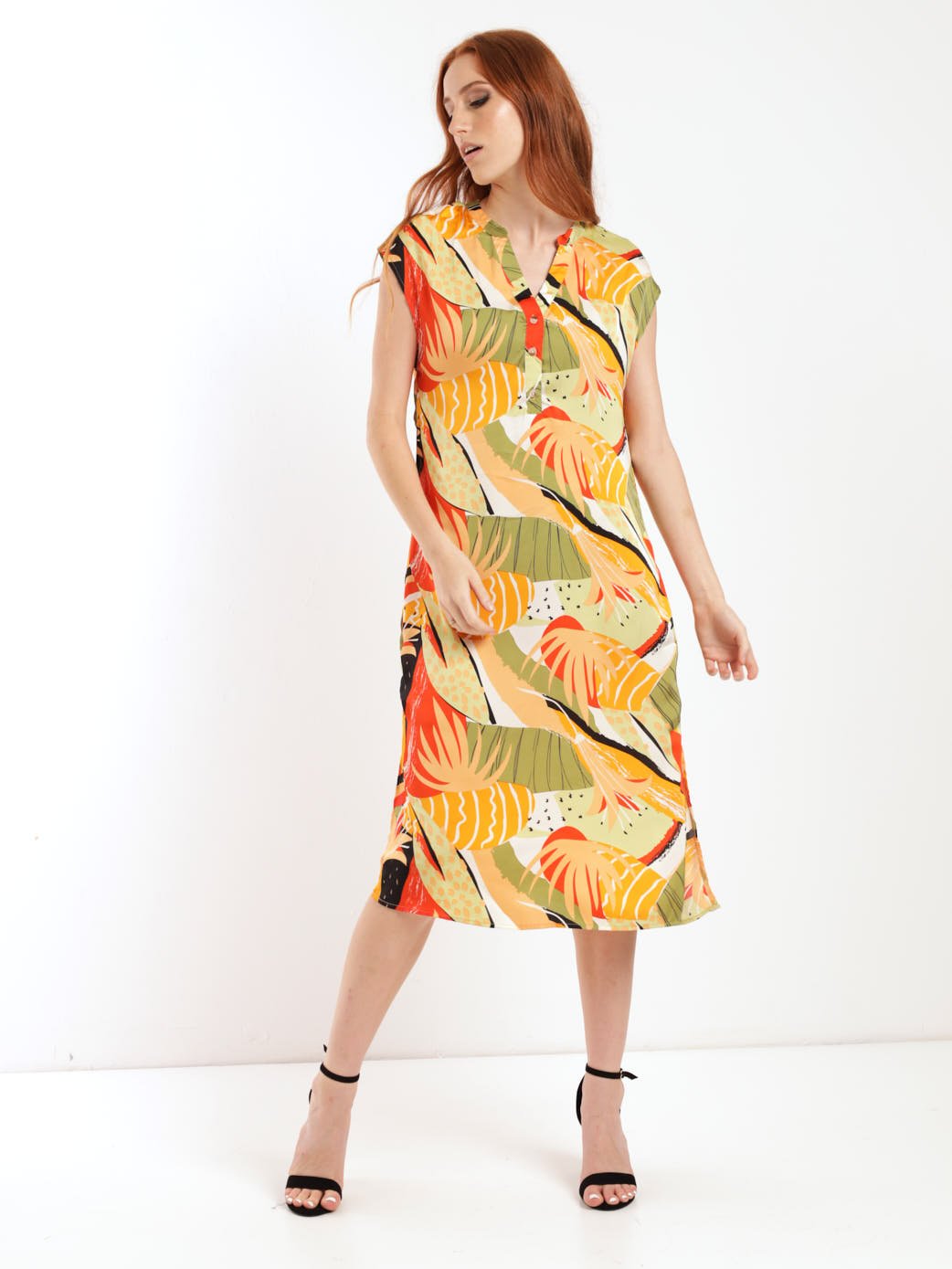 Ladies Sleeveless Midi Shift Dress