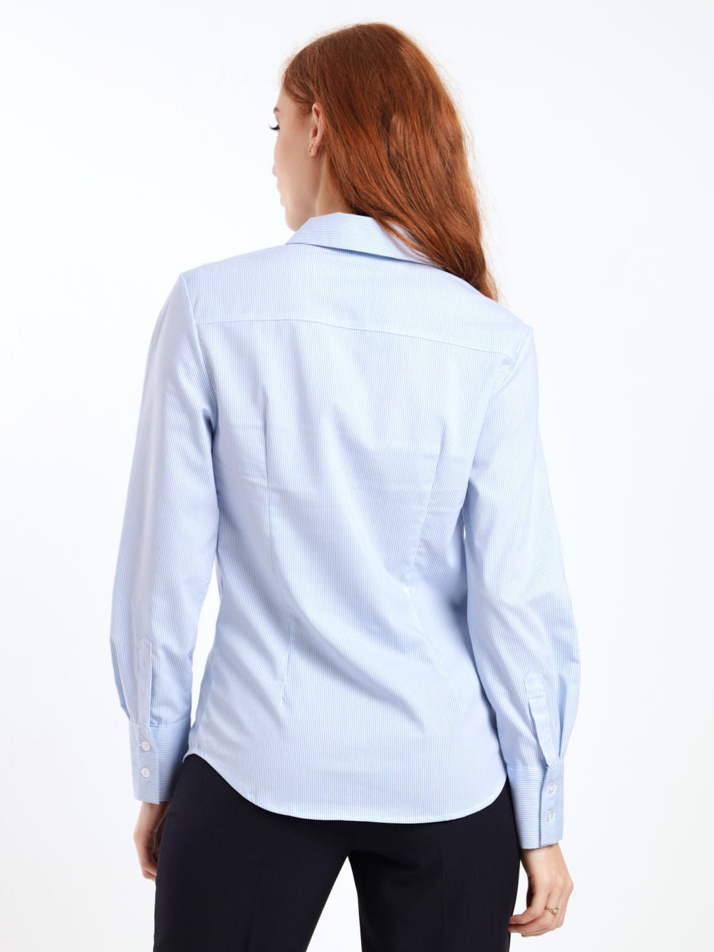 Ladies Classic Formal Striped Shirt - White/Blue
