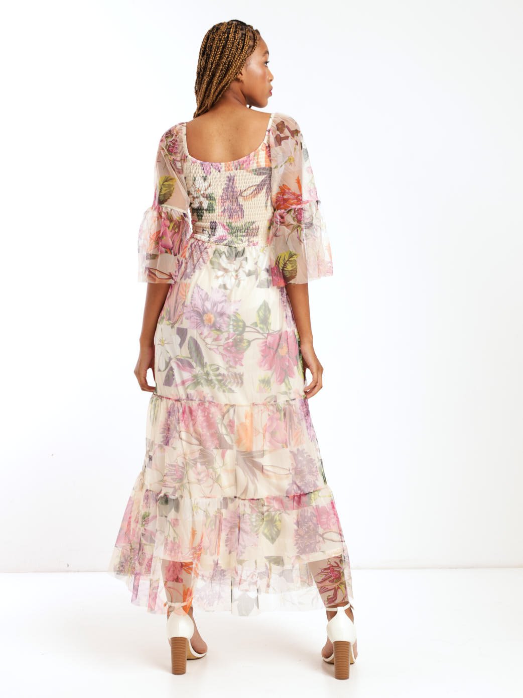 Ladies Off The Shoulder Mesh Maxi Dress