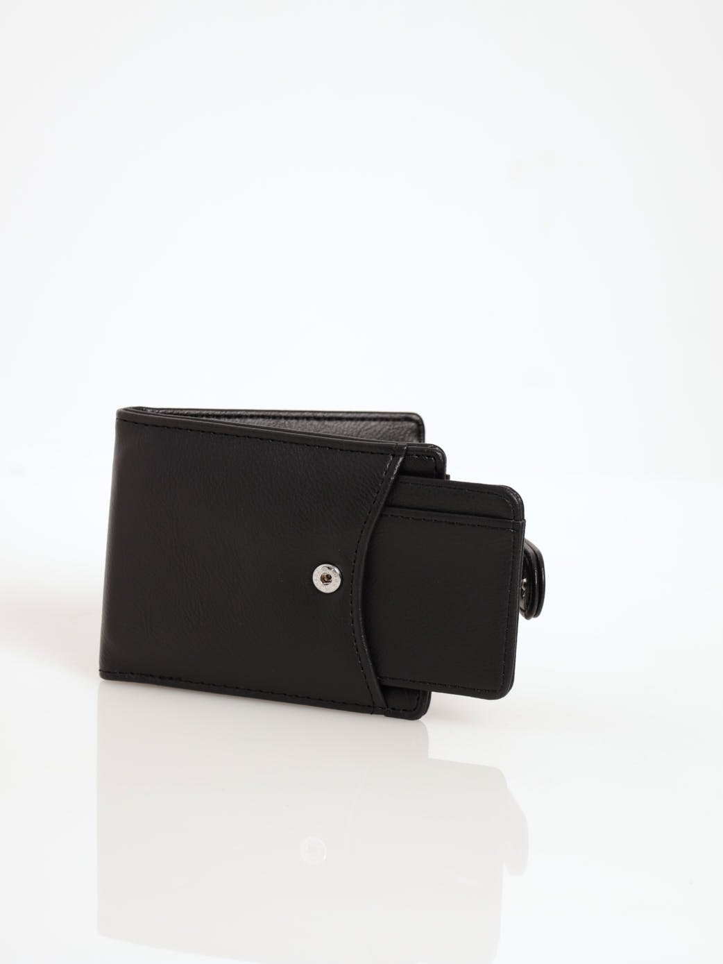 Men's Bill Fold Wallet With Removable Cardholder - Black