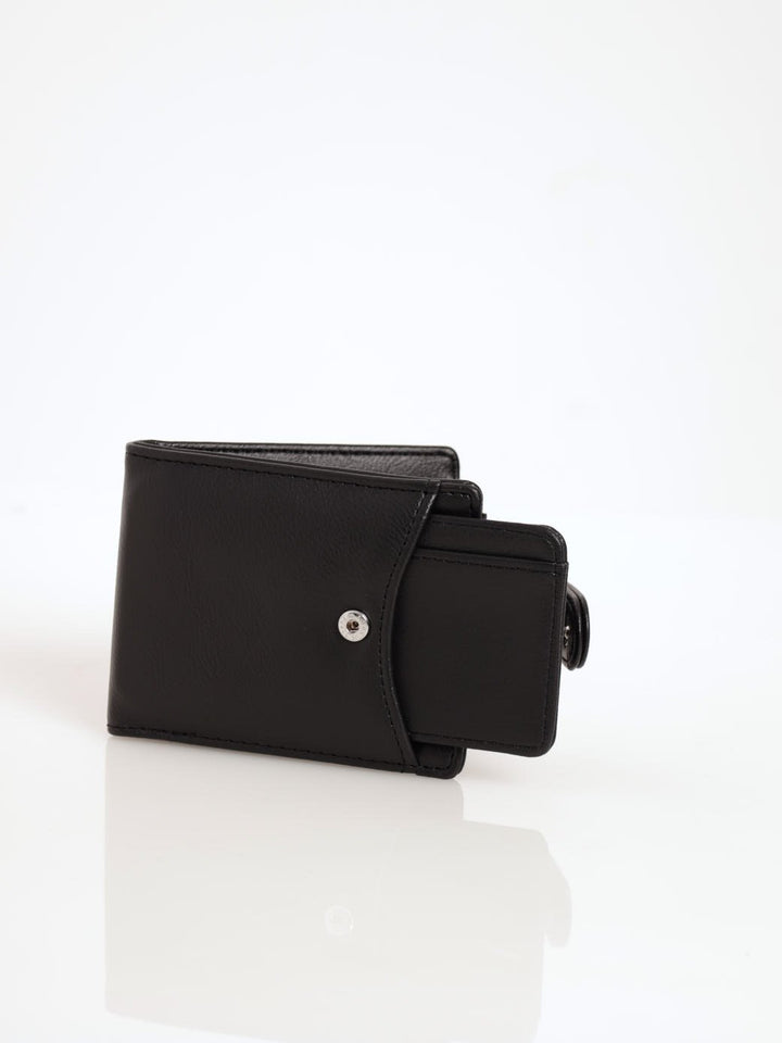 Men's Bill Fold Wallet With Removable Cardholder - Black