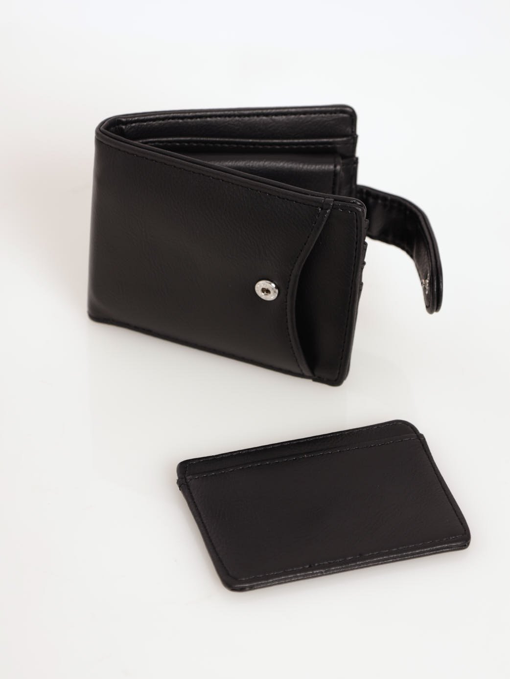 Men's Bill Fold Wallet With Removable Cardholder - Black