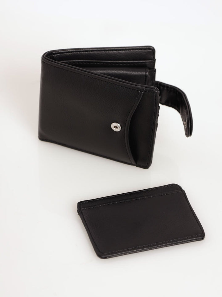 Men's Bill Fold Wallet With Removable Cardholder - Black
