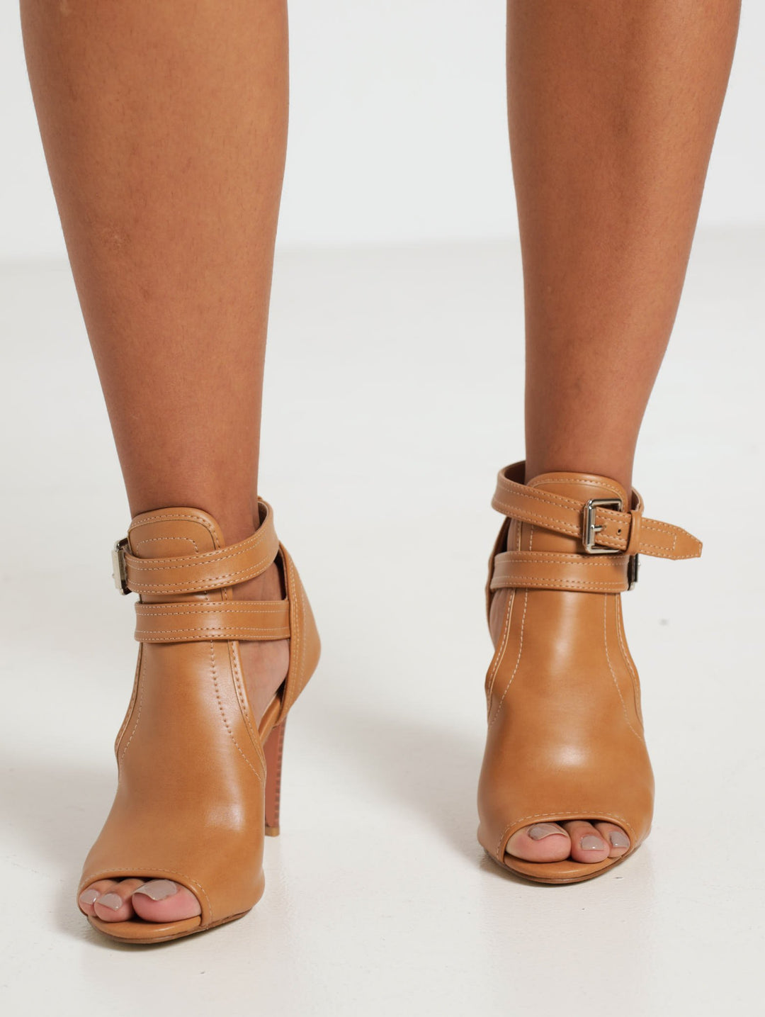 Peeptoe Cage Stiletto - Taupe