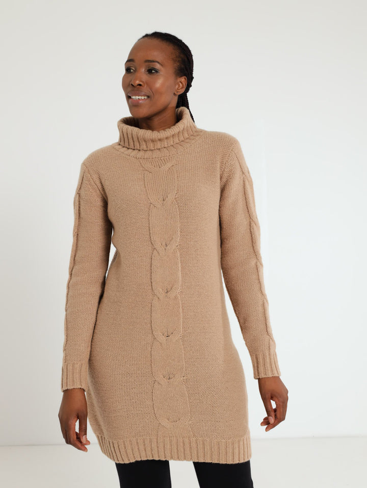 Cable Knit Dress - Stone