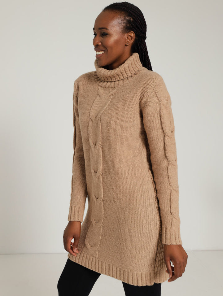 Cable Knit Dress - Stone