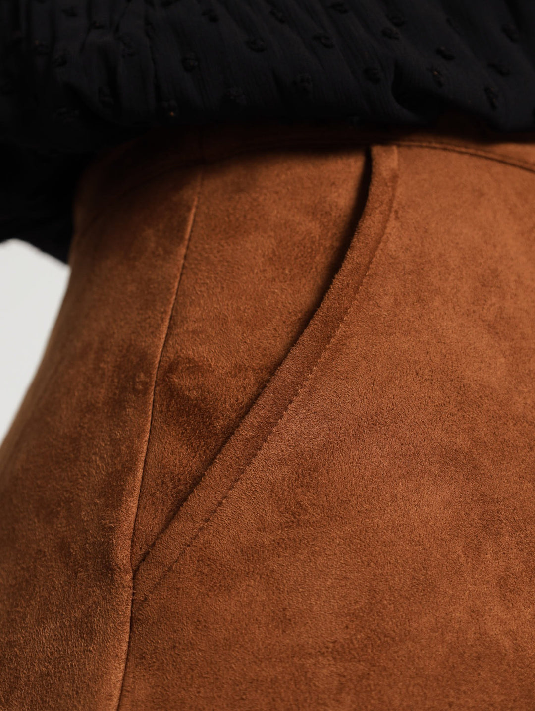 Suede Pencil Skirt - Brown