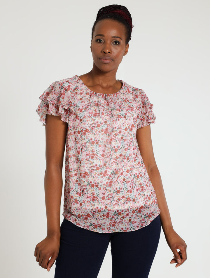 Double Layer Sleeve Blouse - cream