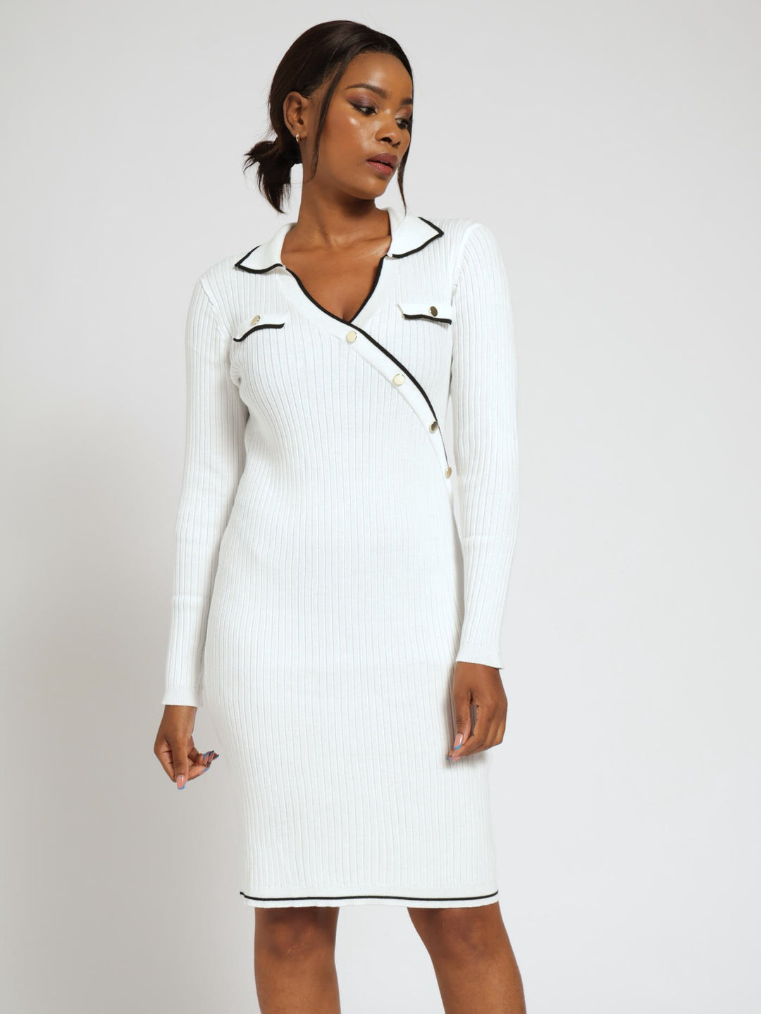White Midi Knitwear Dress