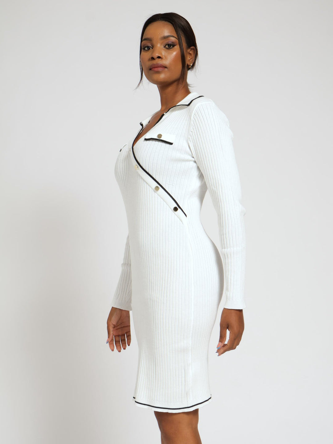 White Midi Knitwear Dress
