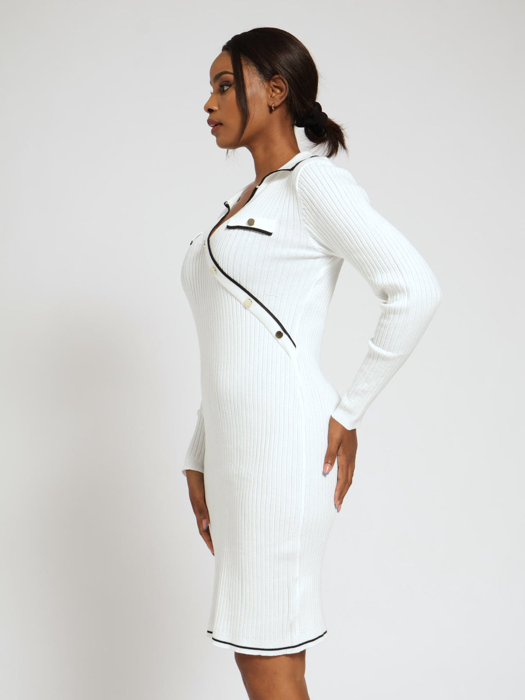 White Midi Knitwear Dress