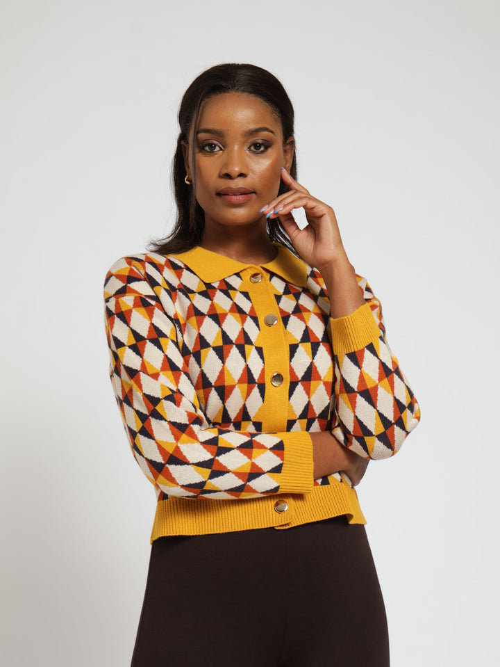 Chanel Styled Cardigan - Mustard