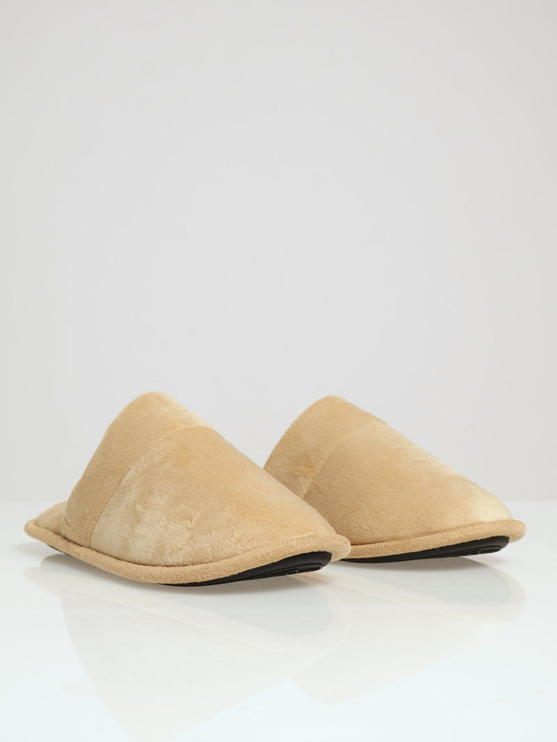 Trent Open Back Microfibre Slipper - Tan