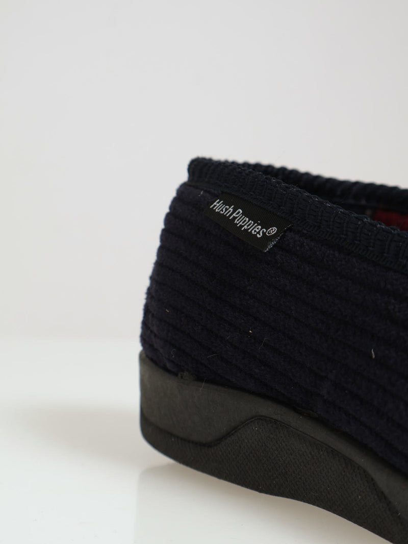 Collie Closed Back Corduroy Slipper With Pattern Lining - Navy