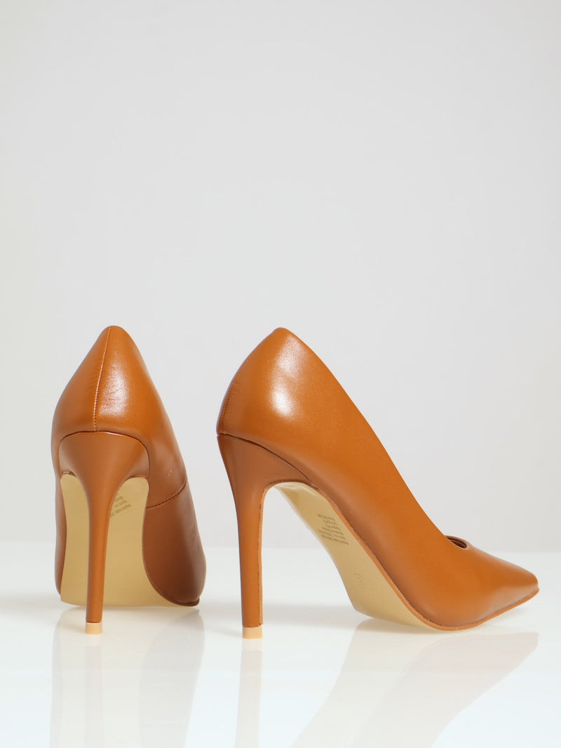 Patent Pointy Fashion Court Heel - Tan