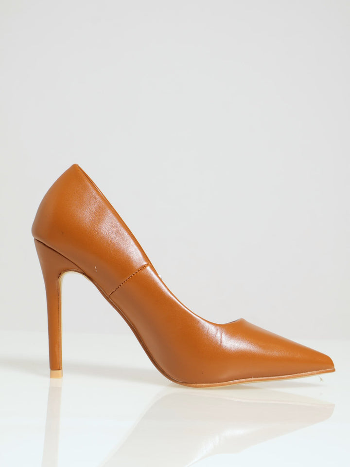 Patent Pointy Fashion Court Heel - Tan