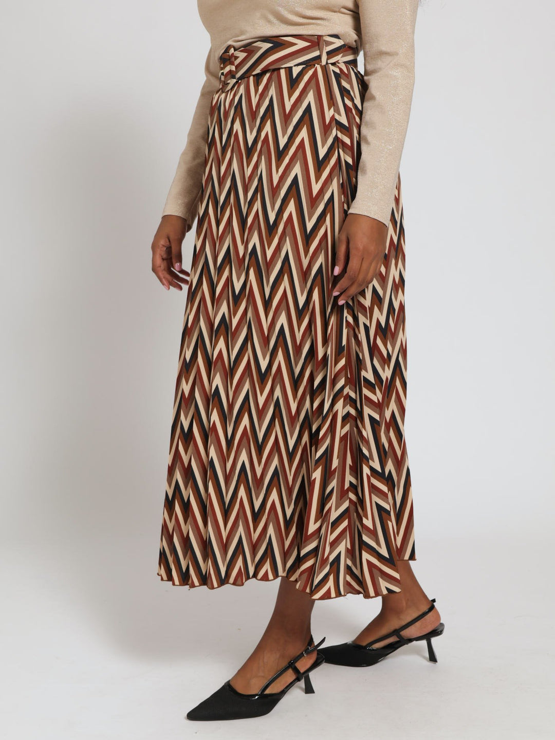 Pleated Midi Skirt - Mustard