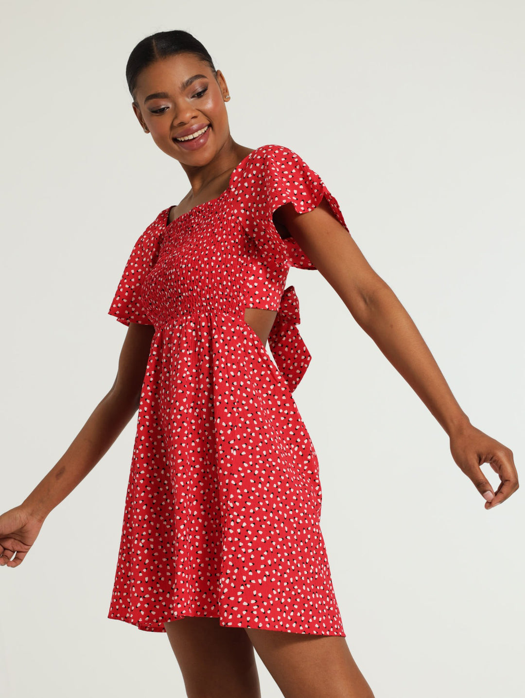 Pattern Smock Dress - Red