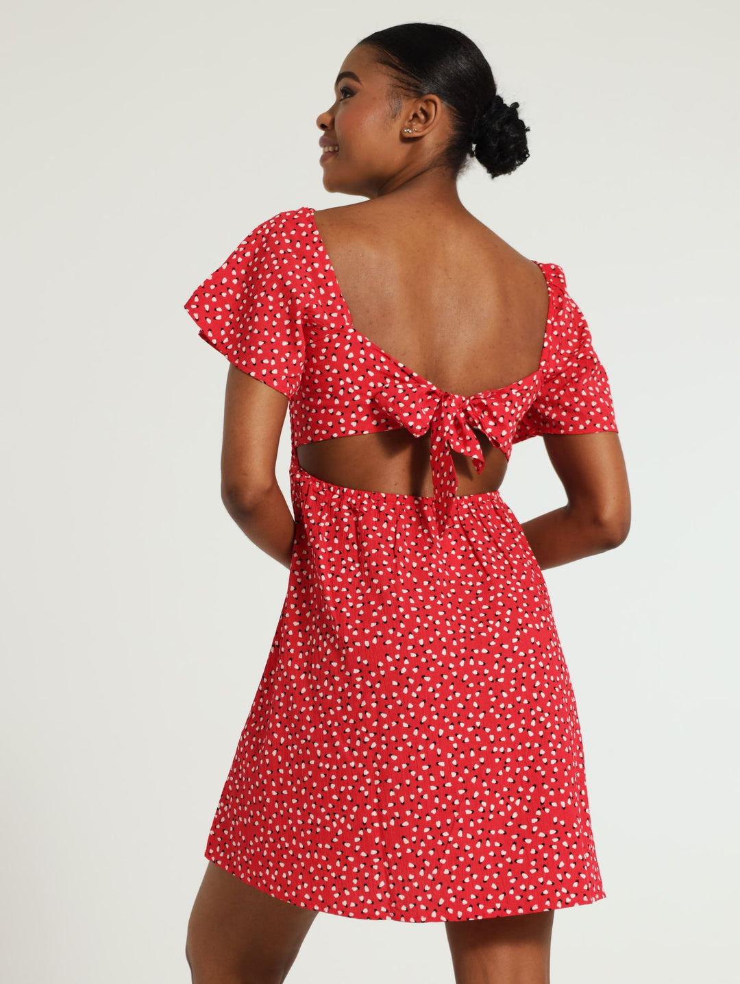 Pattern Smock Dress - Red