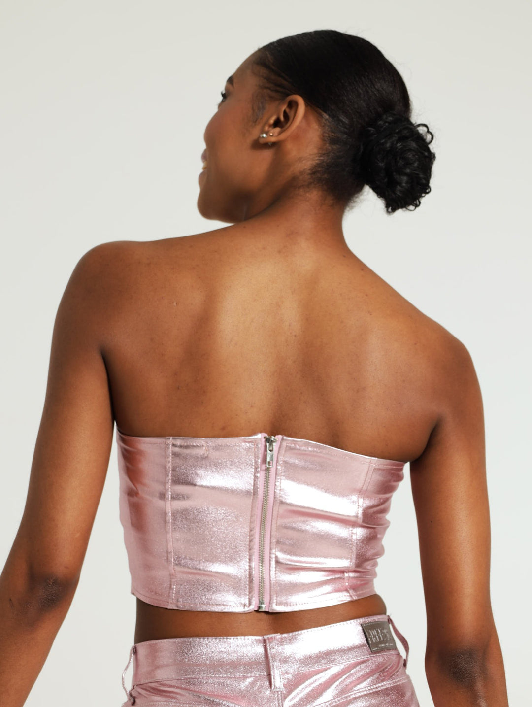 Metalic Corset Top - Pink