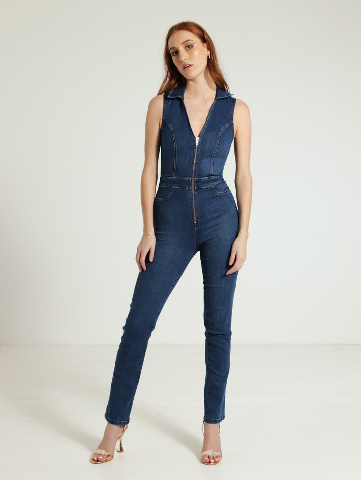 Jumpsuit With Zip - Dark Blue