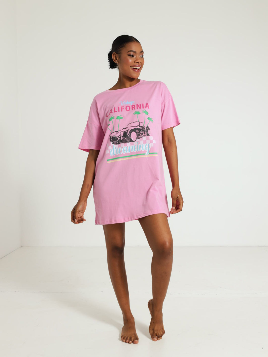 Angie Oversize Tee Sleepshirt - Pink