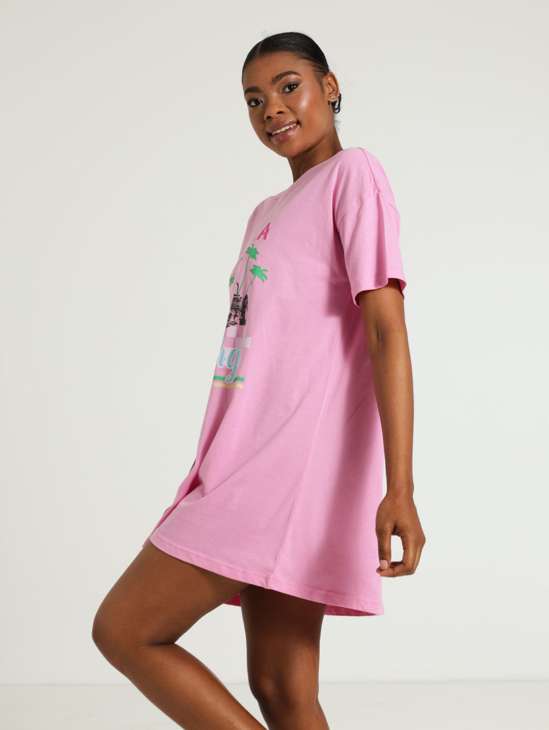 Angie Oversize Tee Sleepshirt - Pink
