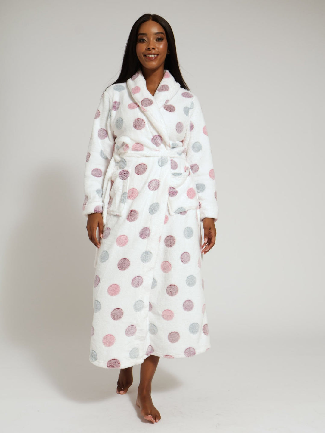 Printed Fluffy Gown - White