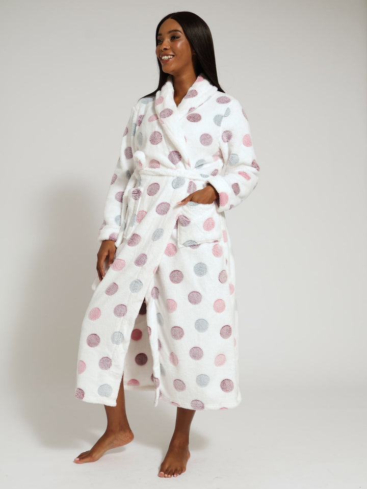 Printed Fluffy Gown - White