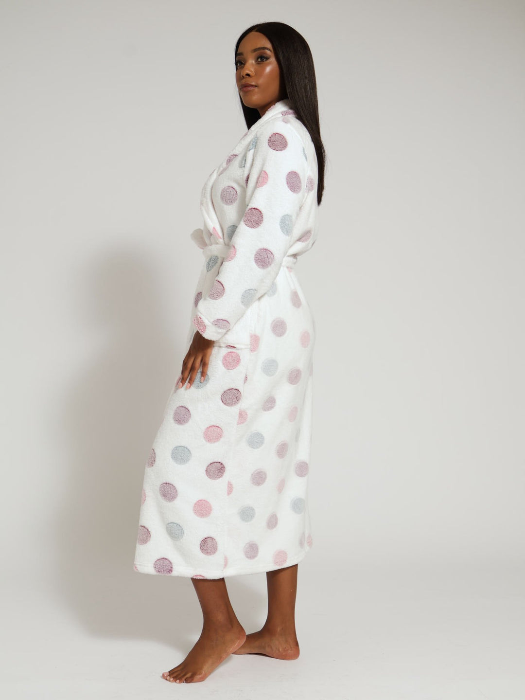 Printed Fluffy Gown - White