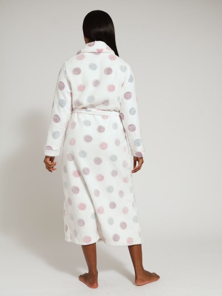 Printed Fluffy Gown - White