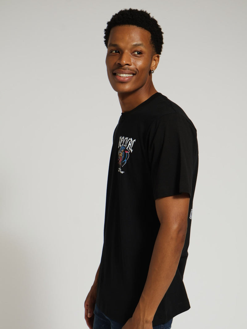 Growwwl Tiger Front & Back Print Tee - Black/White