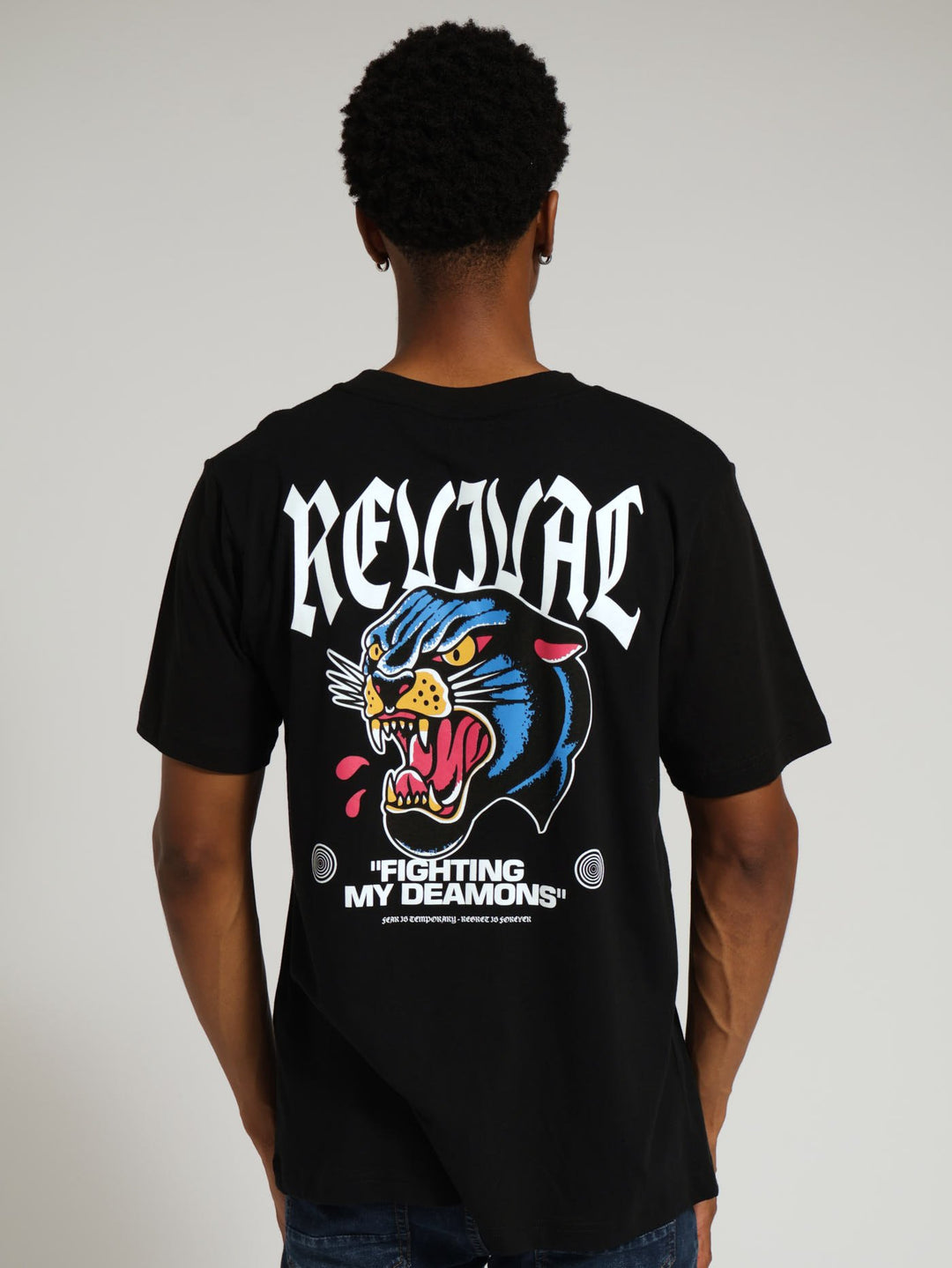 Growwwl Tiger Front & Back Print Tee - Black/White