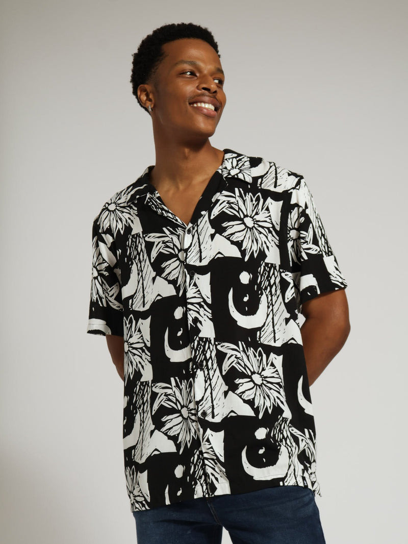 Block Print Shirt  - Black/White