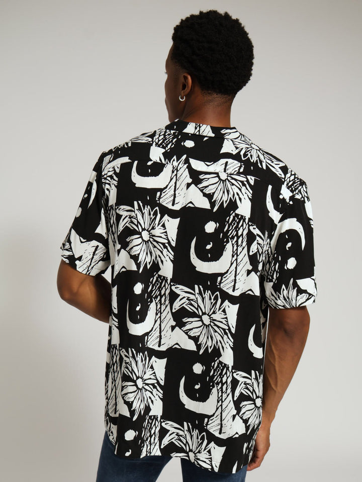 Block Print Shirt  - Black/White
