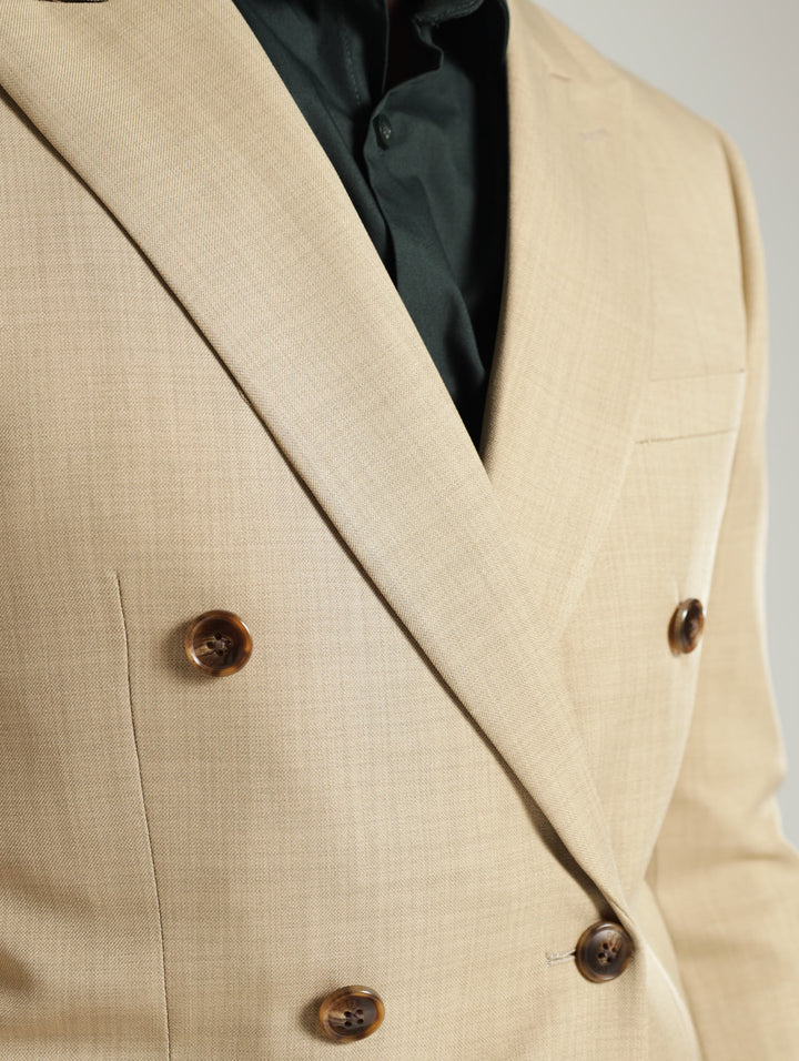 Double Breasted Suit Jacket - Tan