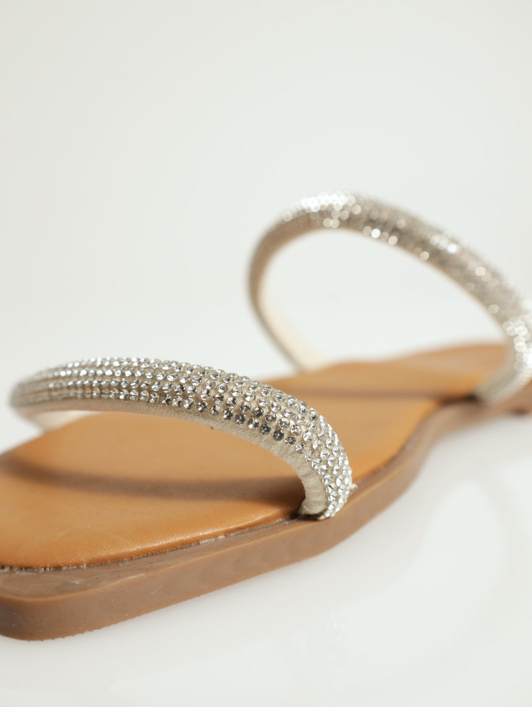 Mid Block Heel With Rhinestone Detail - Beige