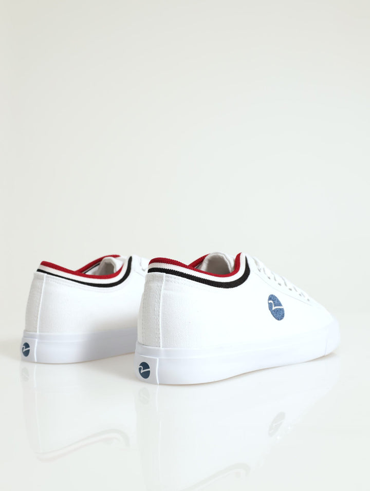 Spin Knit Collar Lace Up Sneaker - White