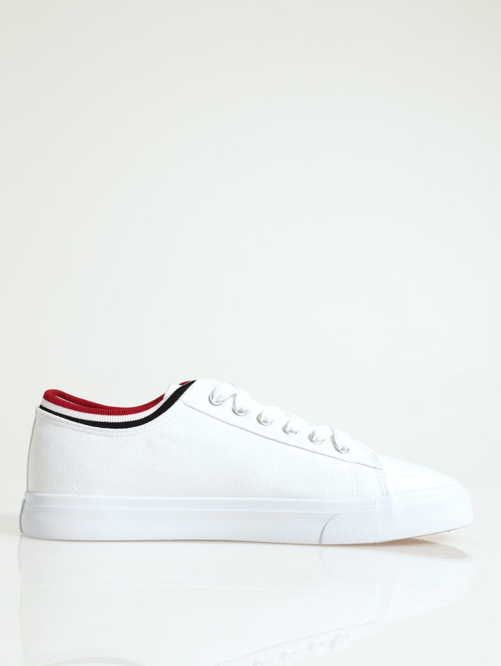 Spin Knit Collar Lace Up Sneaker - White