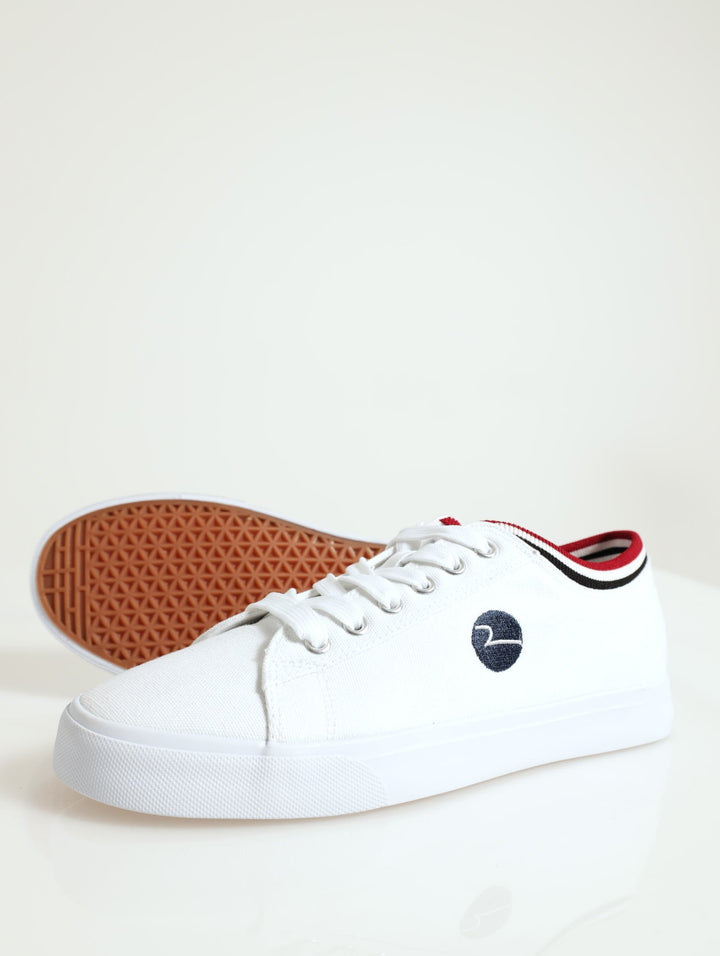 Spin Knit Collar Lace Up Sneaker - White