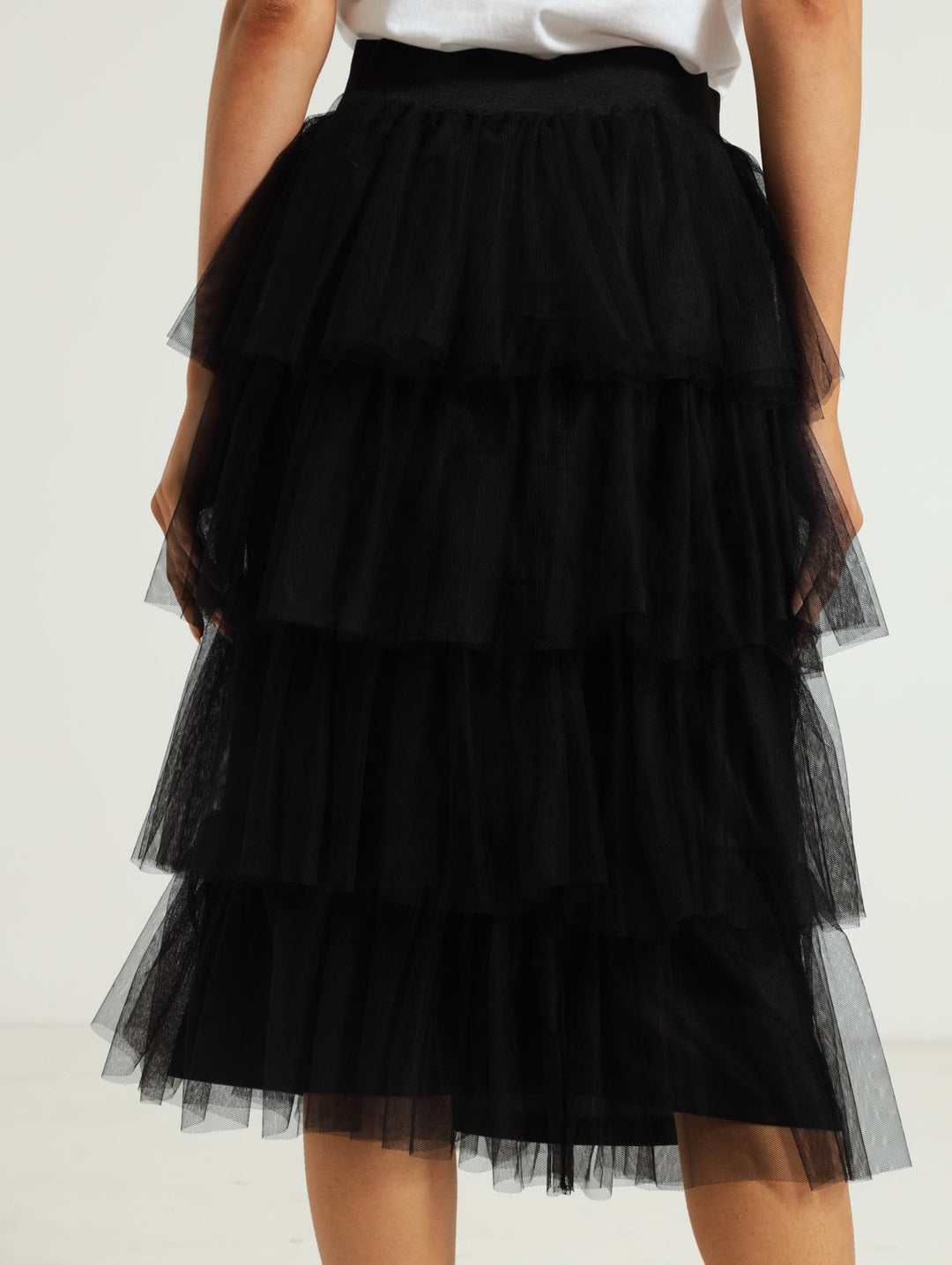 Rara Tiered Midi Skirt - Black