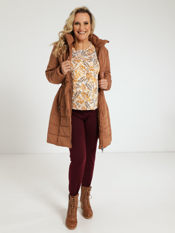 Long Quilted Puffer Jacket - Camel