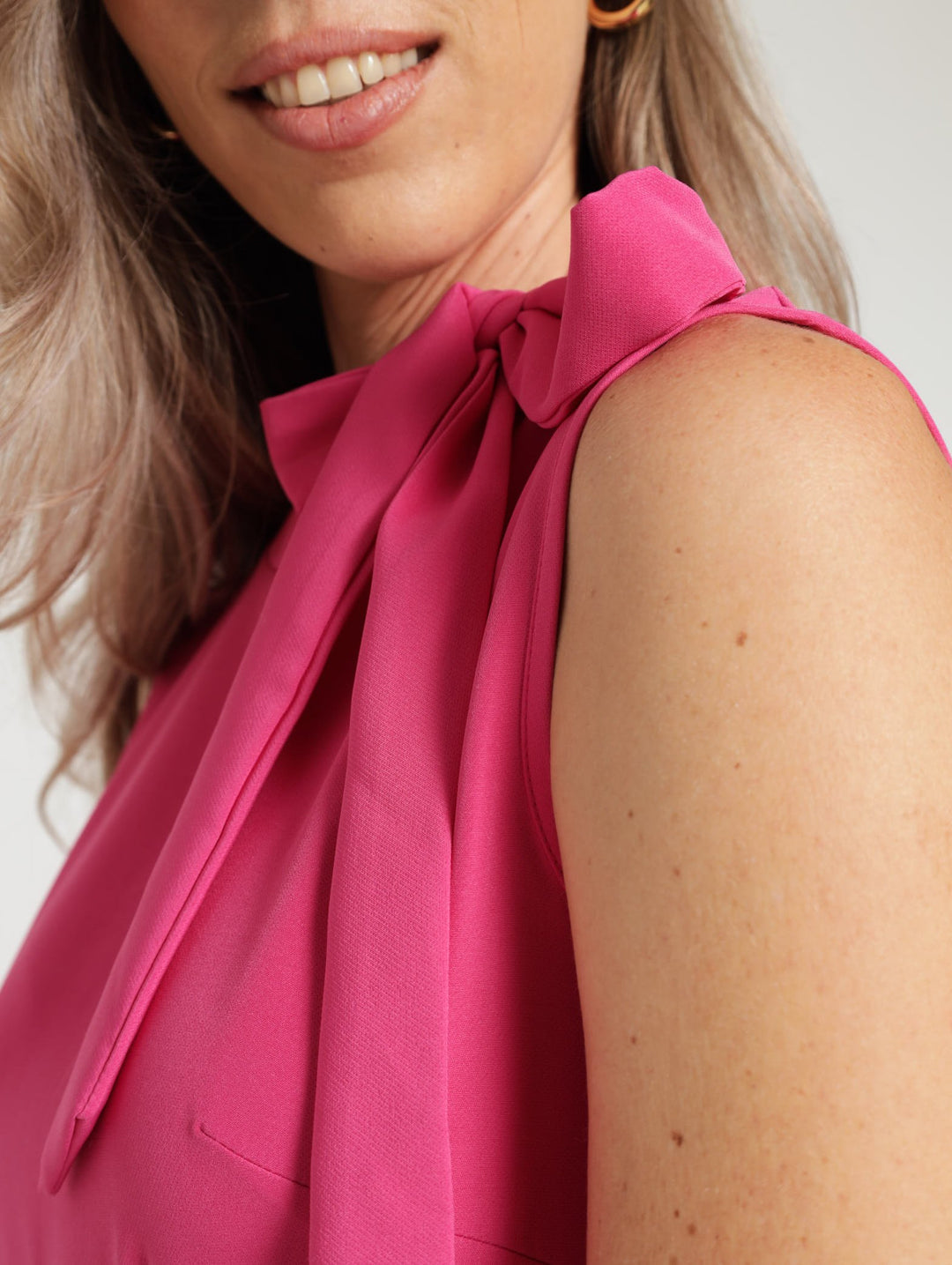 Ladies Tie Neck Jumpsuit - Pink