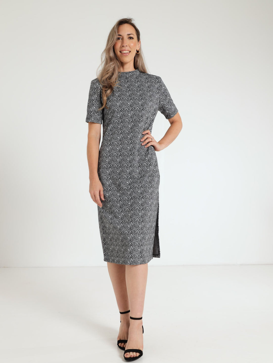 Turtle Tube Jacquard Zebra Dress - Black/White