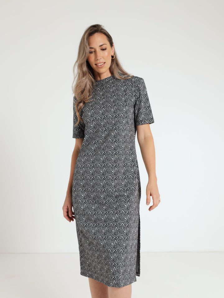 Turtle Tube Jacquard Zebra Dress - Black/White